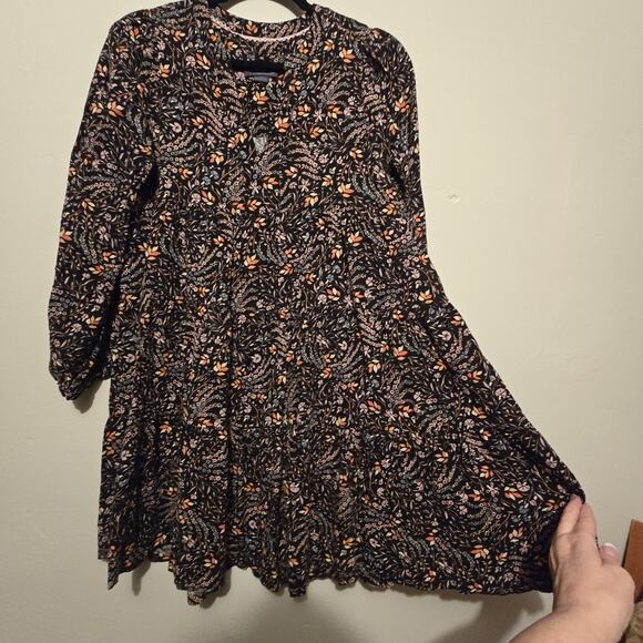 Maeve By Anthropologie Dark Floral Dress SM Ditsy Tiered Boho Cottage Festival - Picture 13 of 15